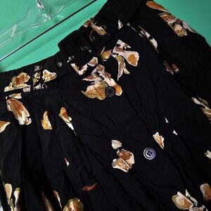 Vintage Together! Skirt maxi black floral skirt with matching belt and pockets!